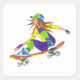 Chica de skateboard pegatina