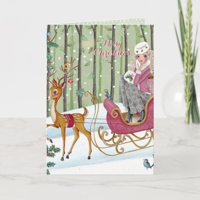 Chica de Sleigh Ride - Tarjeta de felicitaciones n (Anverso)