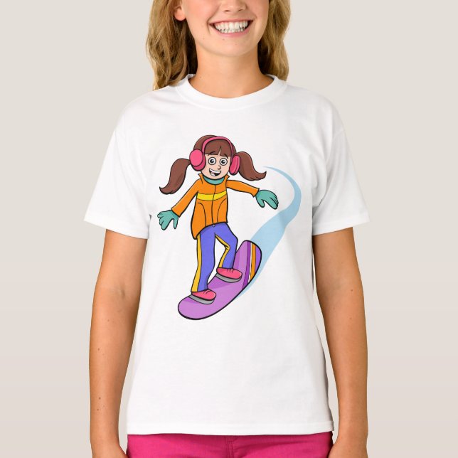 Chica de Snowboard Camisa divertida de nieve (Anverso)