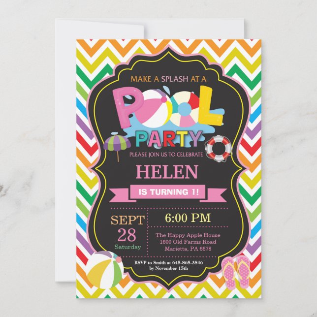 Chica de splash de verano para invitaciones a fies (Anverso)