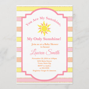 Chica de Sun de la invitación de Baby Shower de la