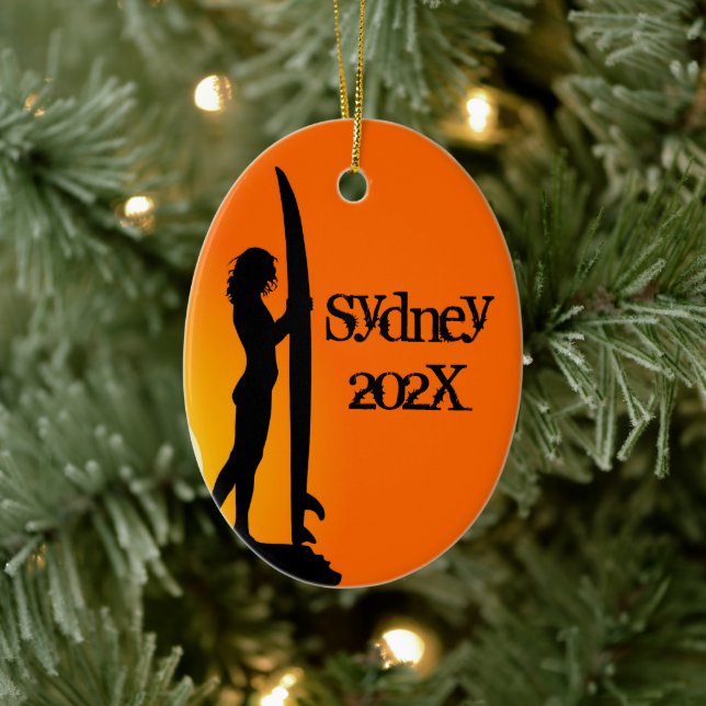Chica de Surfing Personalizado de foto - Ornamento (Árbol)