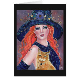 Chica de Tabitha Halloween y tarjeta de Kitty por