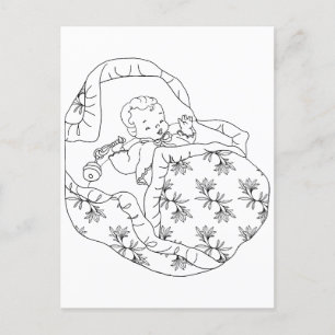 Chica de tarjetas de época ducha de bebé Colores d