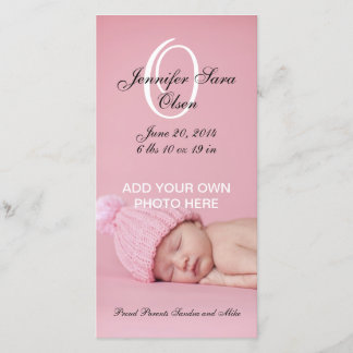 Chica de tarjetas de foto para el anuncio de nacim