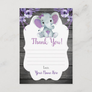 Chica de tarjetas Elephant Shower Purple Flowers