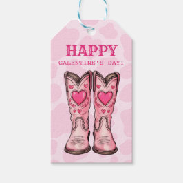 Chica de vaca rosa occidental bota etiqueta de reg