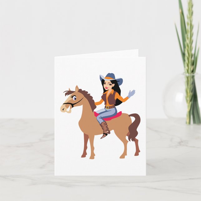 Chica De Vaquera Montando Cartas De Nota De Caball (Subido por el creador)