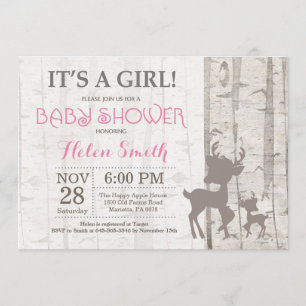 Chica de venados Invitación a Baby Shower Rústico 