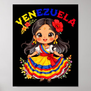 Chica de Venezuela Vestido Tradicional Arte Colori