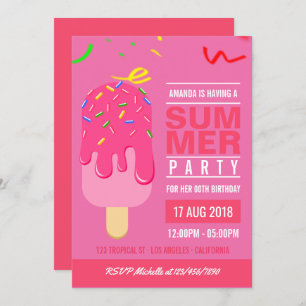 Chica de verano de Popsicle Invitación a la fiesta