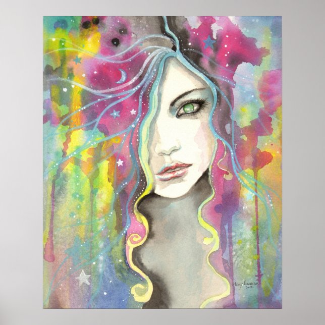 Chica de Visión Celeste en las Estrellas Arte de F (Frente)