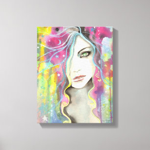 Chica de Visión Celestial en las Estrellas Arte de