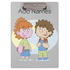 Chica de vuelta al portapapeles escolar