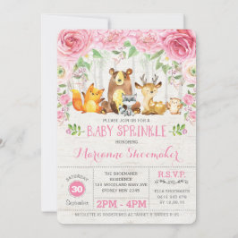 Chica de Woodland Rosa Invitación a rociar bebé