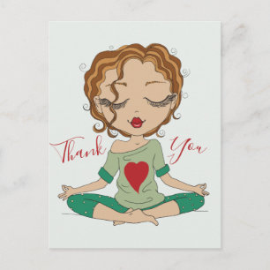 Chica de Yoga Adorable Gracias Tarjeta Postal de
