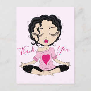 Chica de Yoga Adorable Gracias   Tarjeta Postal de