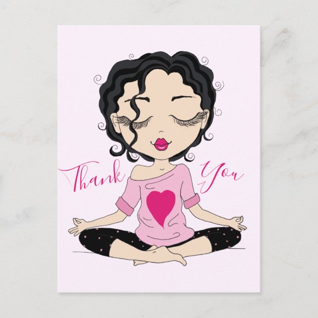 Chica de Yoga Adorable Gracias | Tarjeta Postal de (Anverso)