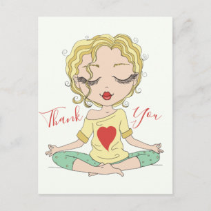 Chica de Yoga Adorable Gracias   Tarjeta Postal de