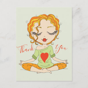 Chica de yoga linda Gracias Tarjeta postal de pe