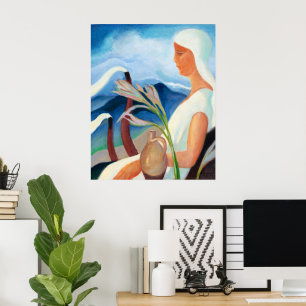 Chica de Zolo Palugyay en Blanco Arte Moderno Vint