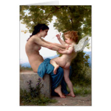Chica defendiéndose de Eros Cupido Pintura