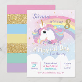Chica del arco iris de las invitaciones del