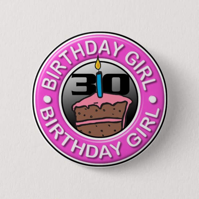 Chica del cumpleaños 30 años del botón (Anverso)