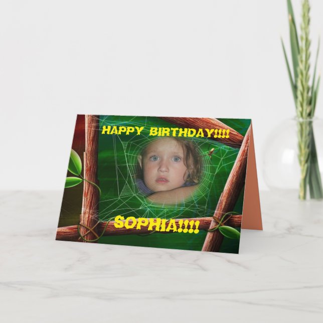 Chica del cumpleaños con la tarjeta de (Anverso)