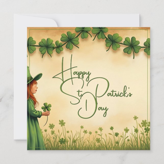 Chica del Día de San Patricio con Shamrock (Anverso)