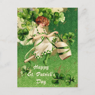 Chica del día de San Patty Vintage Postal