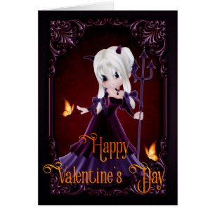 Chica del diablo gótico Feliz tarjeta de San Valen