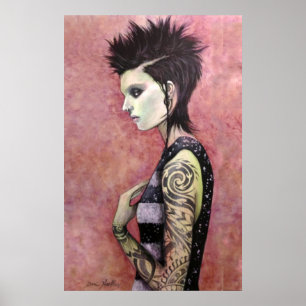 Chica del dragón - arte original de Dori Hartley