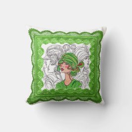 Chica del Flapper verde del Cojín decorativo