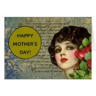 Chica del glamour victoriano con rosa roja