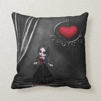 Chica del gótico del romance gótico y almohada