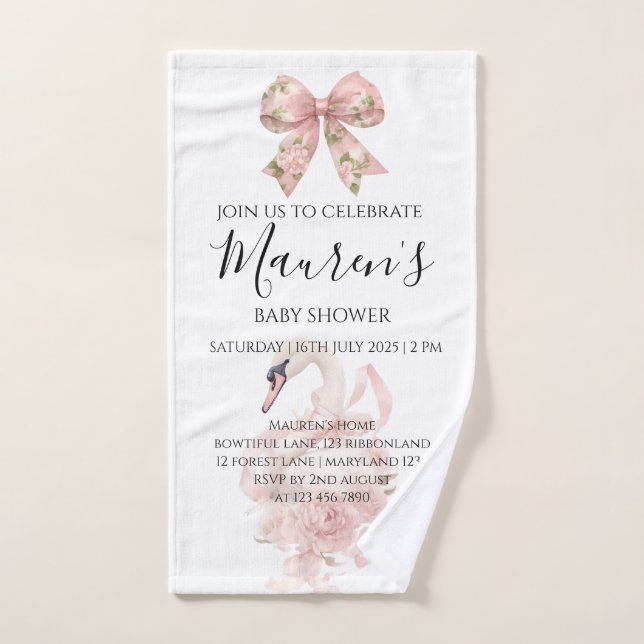 Chica del lazo rosa Baby Shower  (Toalla de mano)