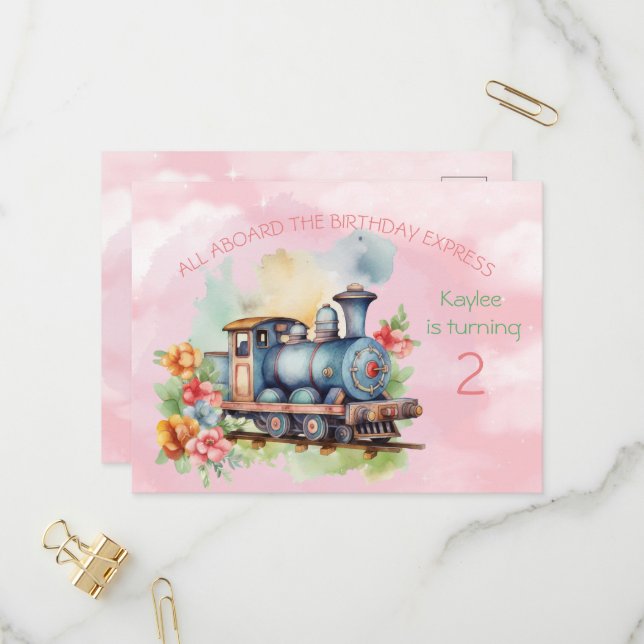 Chica del motor del tren 2ª tarjeta postal de invi (Anverso/Reverso In Situ)