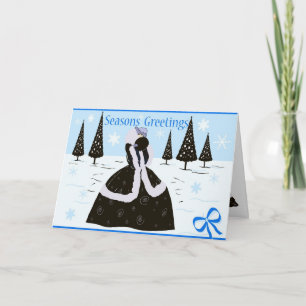 Chica del navidad del art déco en azul