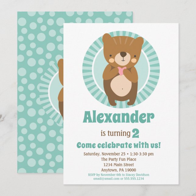 Chica del niño de la invitación al cumpleaños del  (Anverso / Reverso)