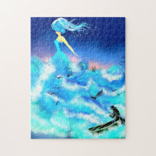 Chica del océano mágico Jigsaw Puzzle Blue Fantasy