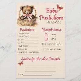 Chica del Oso del Bebé Tarjeta de Consejos para Pr