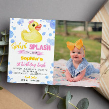 Chica del pato de caucho 1ª invitación de cumpleañ