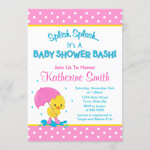 Chica del pato Invitación a Baby Shower 5x7 Tarjet