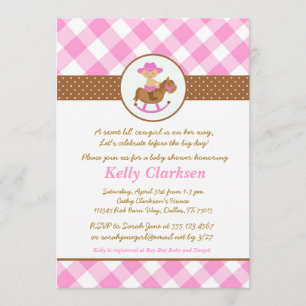 Chica del rosa de la invitación de Baby Shower de