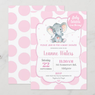 Chica del rosa de la invitación de Baby Shower del