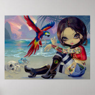 Chica del tatuaje del pirata de la IMPRESIÓN del