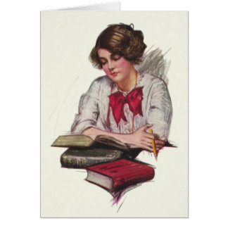 Chica del tiempo del estudio con los libros