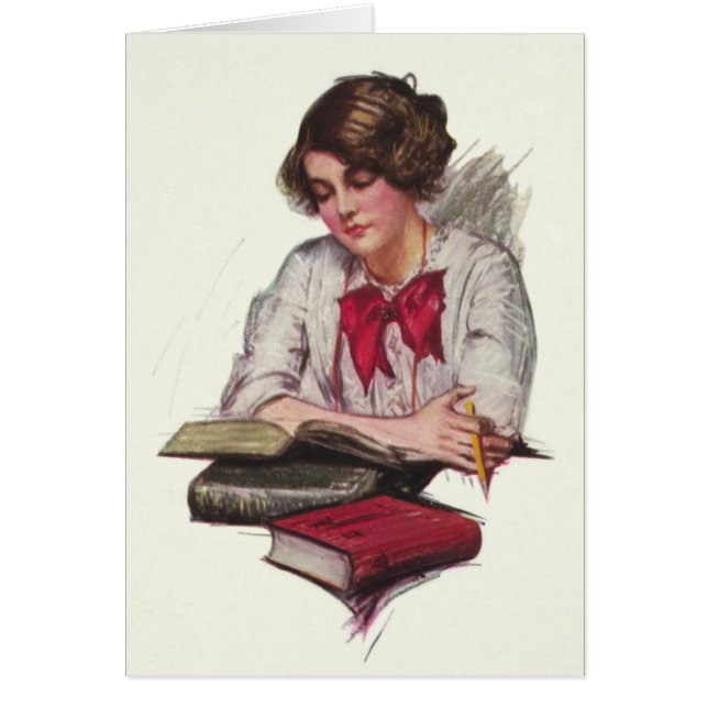 Chica del tiempo del estudio con los libros (Frente)