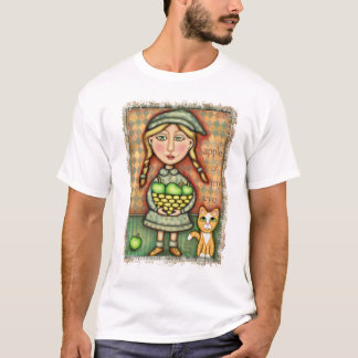 Chica del vintage y camiseta del gato